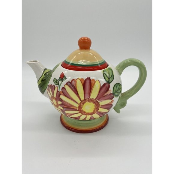 Young's Heartfelt Kitchen Creations Vintage Ceramic Teapot Sunflowers - Picture 2 of 10